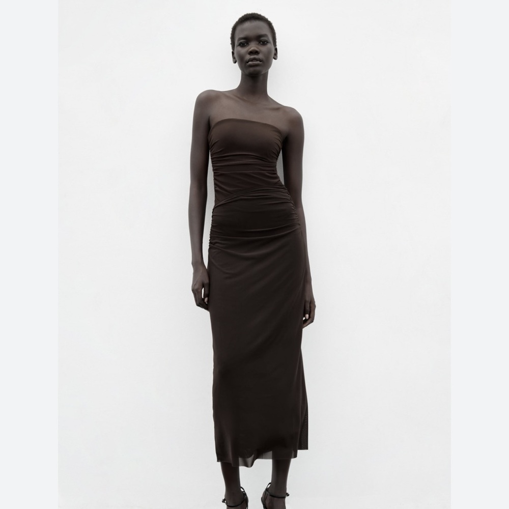 Zara Strapless Draped Fitted Dress